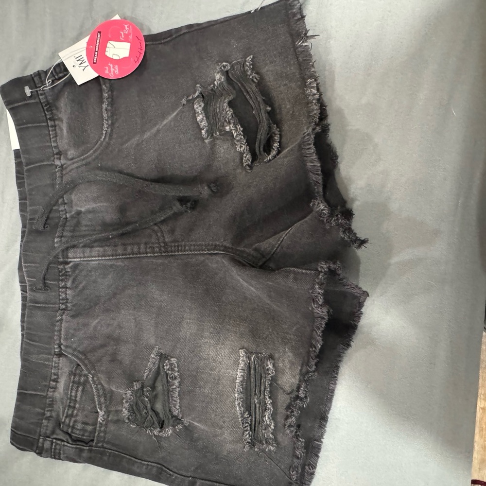 YMI Distressed Black Denim Shorts NWT medium